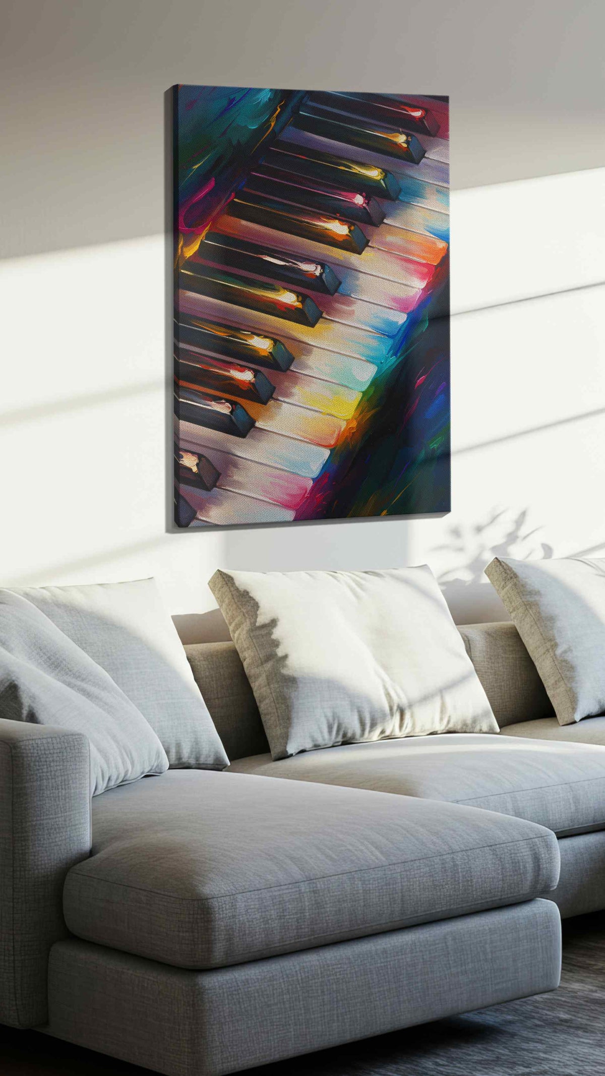 Harmony in Liquid Light music canvas print, displayed in a living room