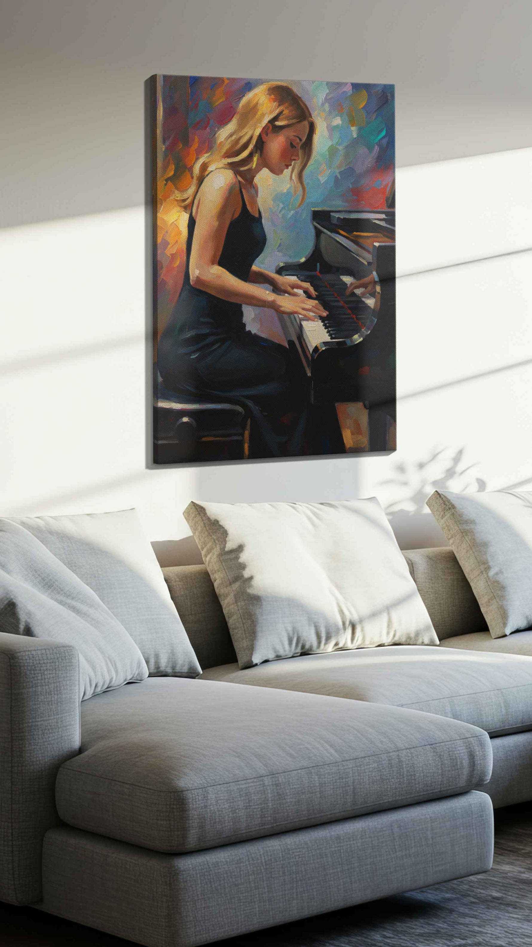 Harmony in Motion music canvas print, displayed in a living room