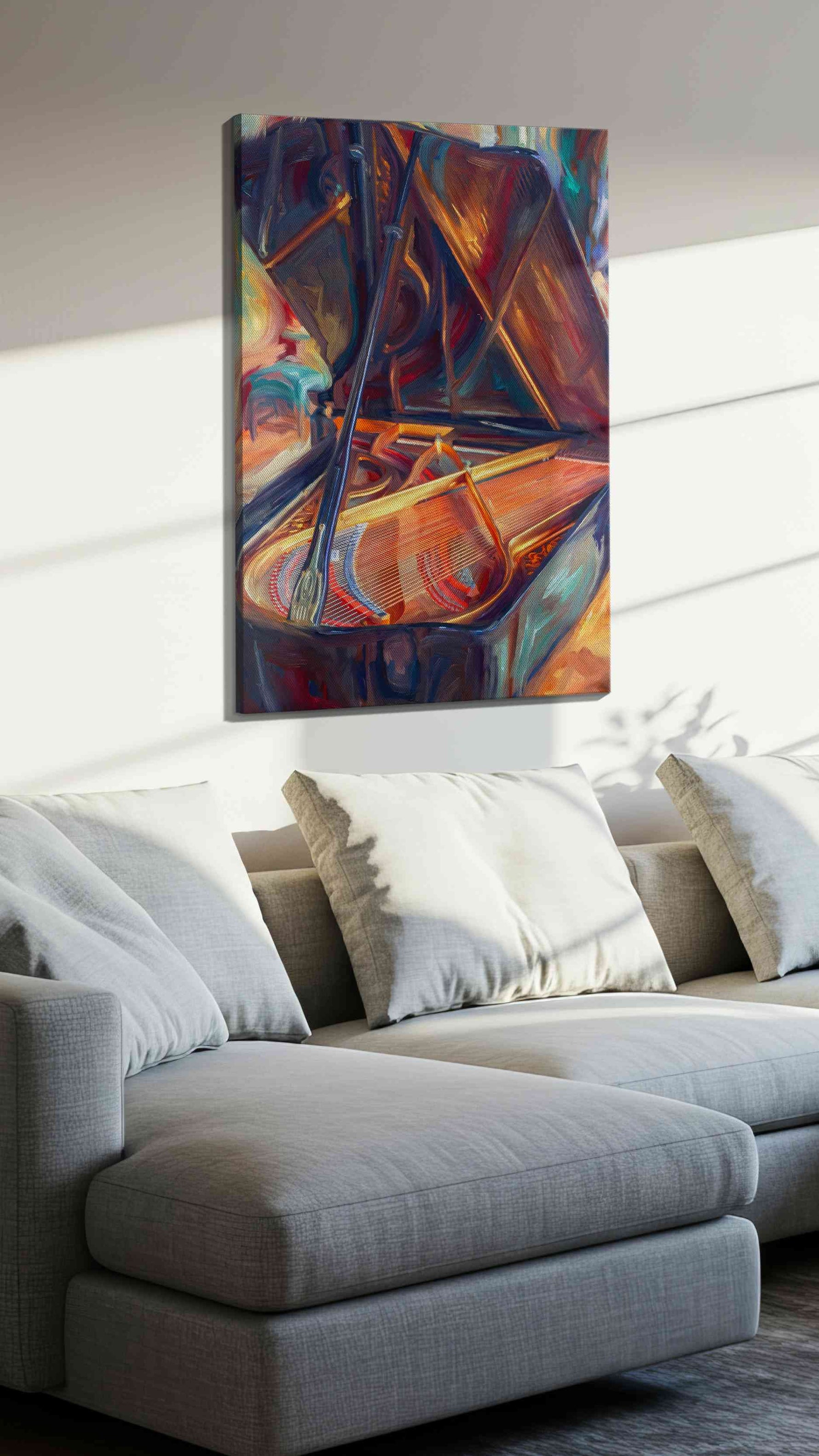 Harmony of Color and Sound music canvas print, displayed in a living room