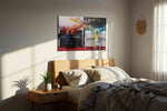 Harmony of Dual Flames music canvas print, displayed in a bedroom