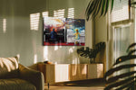 Harmony of Dual Flames music canvas print in a contemporary interior mockup