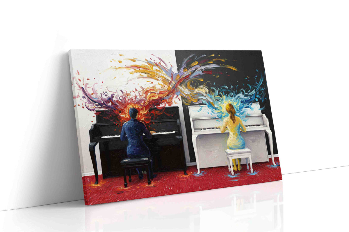 Harmony of Dual Flames music canvas print gallery-wrapped landscape canvas studio shot