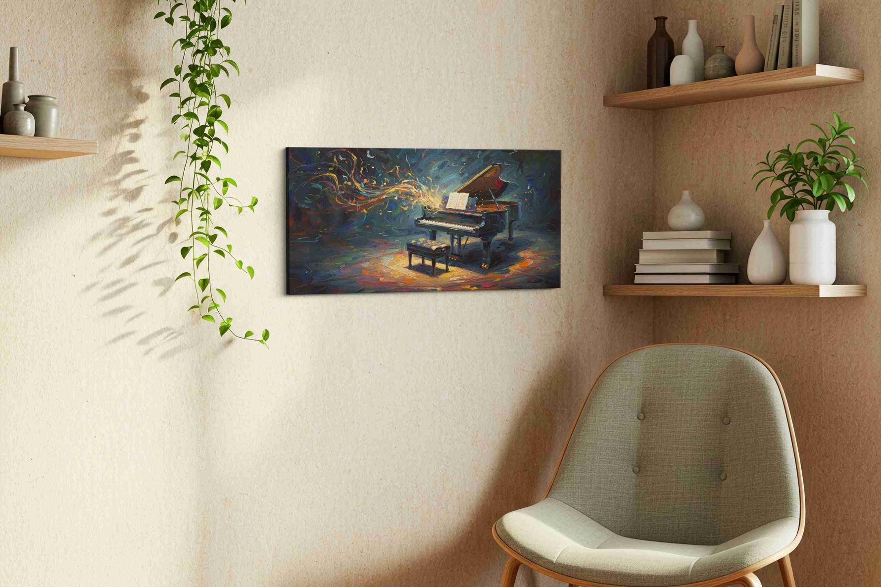Harmony's Embrace music canvas print, displayed in a living room