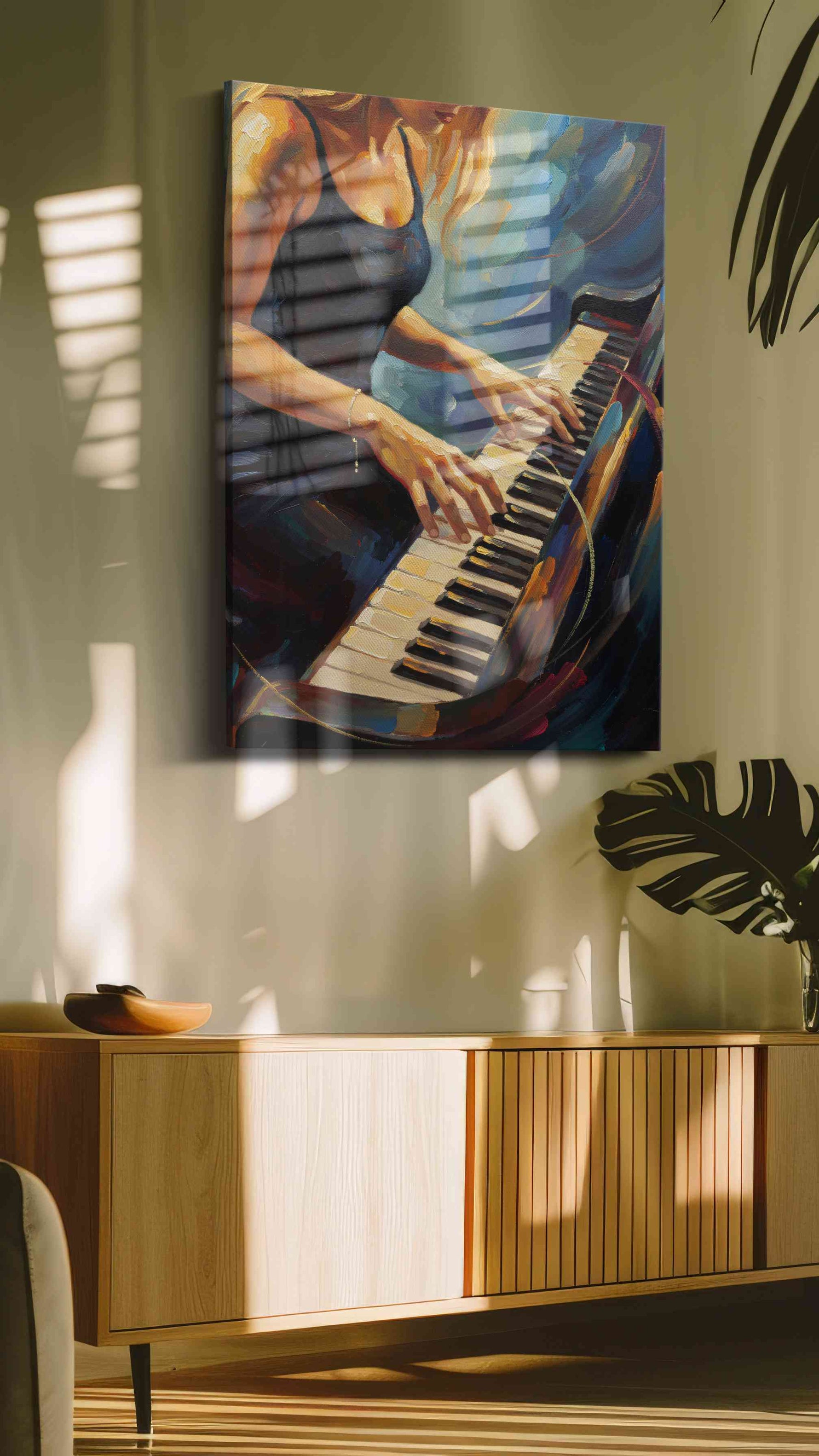 Melodic Reverie music canvas print in a contemporary interior mockup