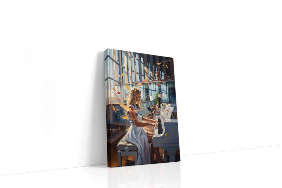 Melodic Sunbeams music canvas print gallery-wrapped portrait canvas studio shot