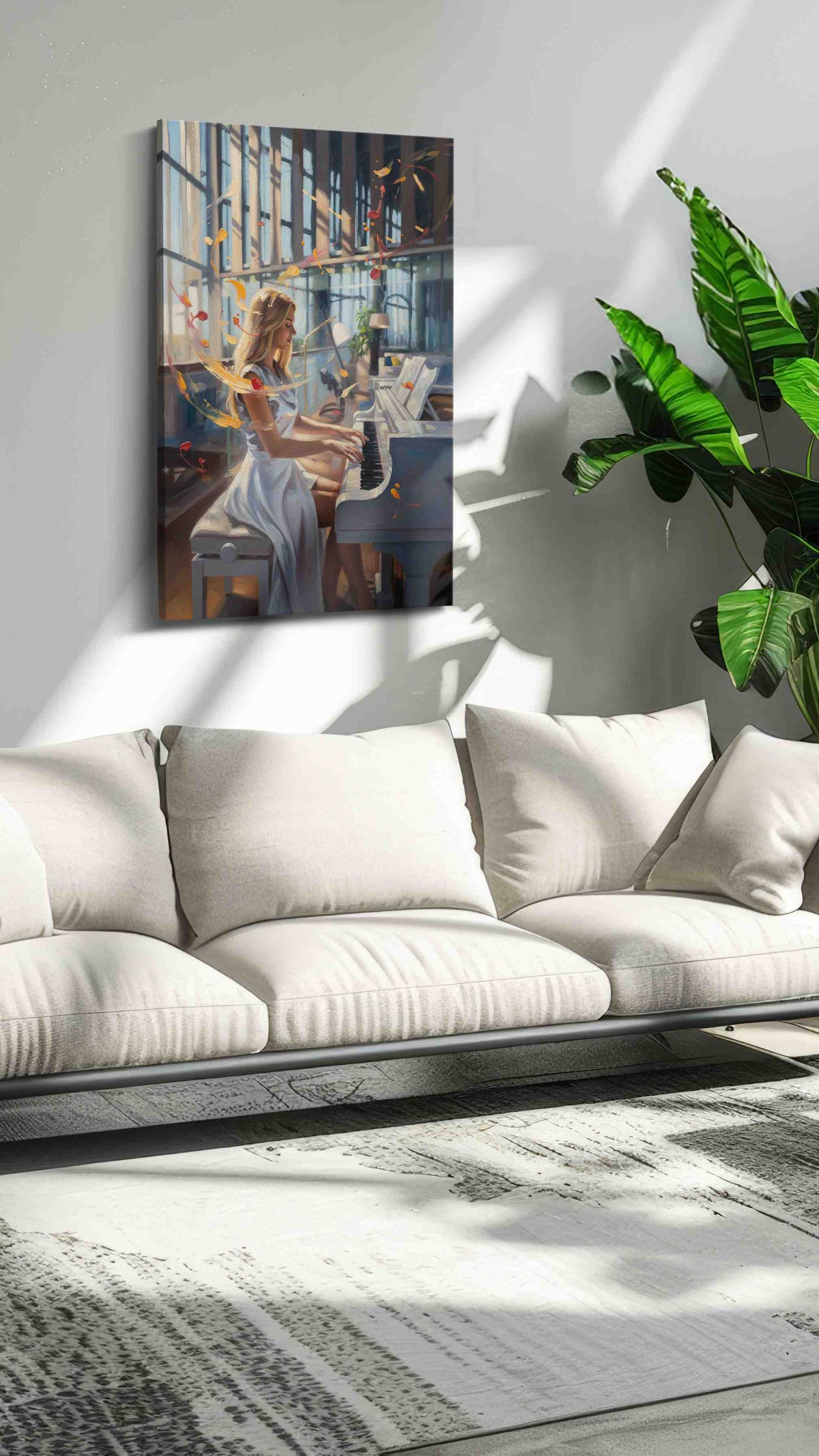 Melodic Sunbeams music canvas print, on wall, lifestyle preview