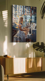 Melodic Sunbeams music canvas print in a contemporary interior mockup