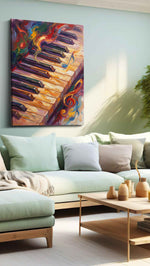 Melodic Waves of Color II music canvas print, hanging on wall
