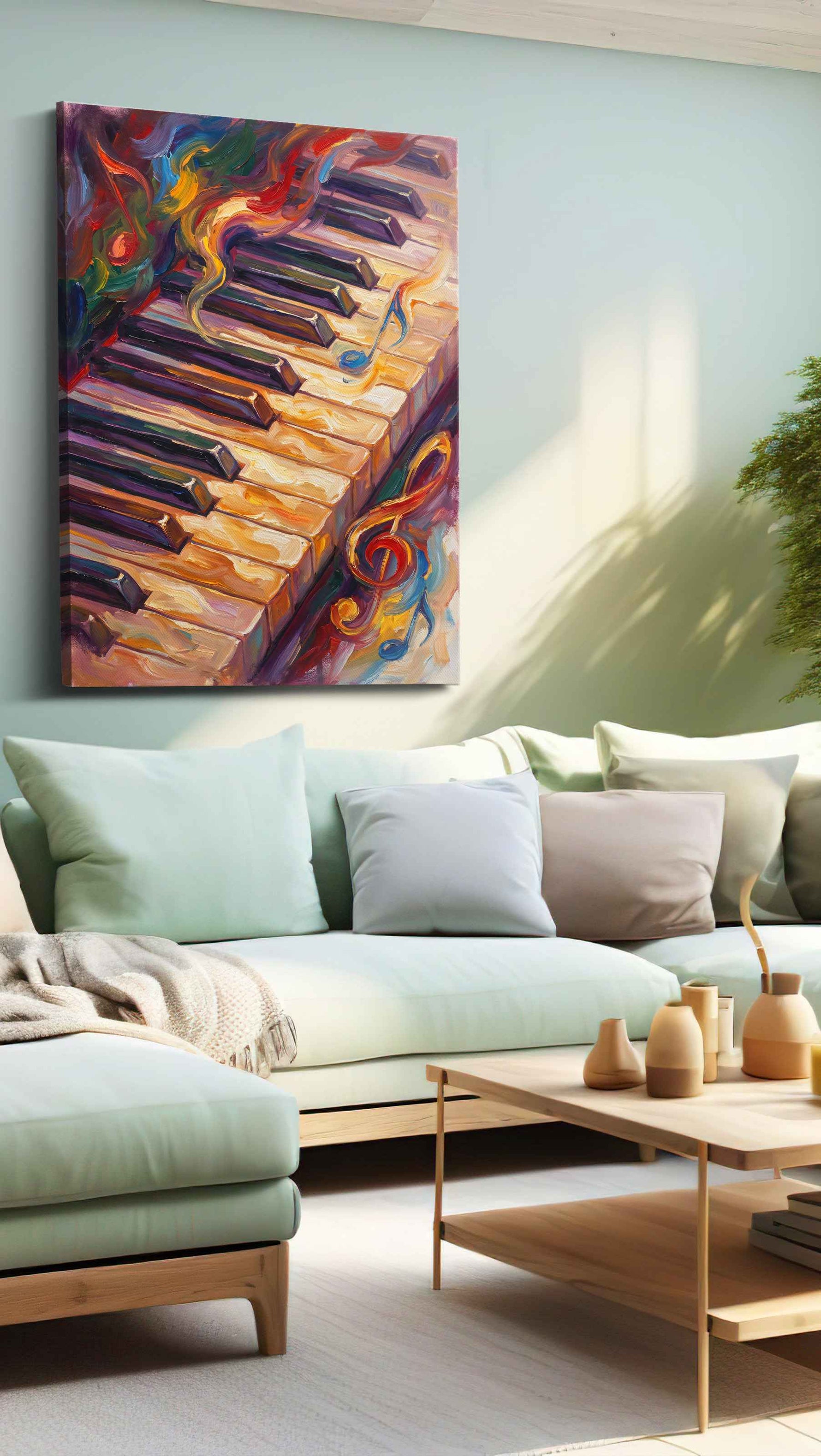 Melodic Waves of Color II music canvas print, hanging on wall