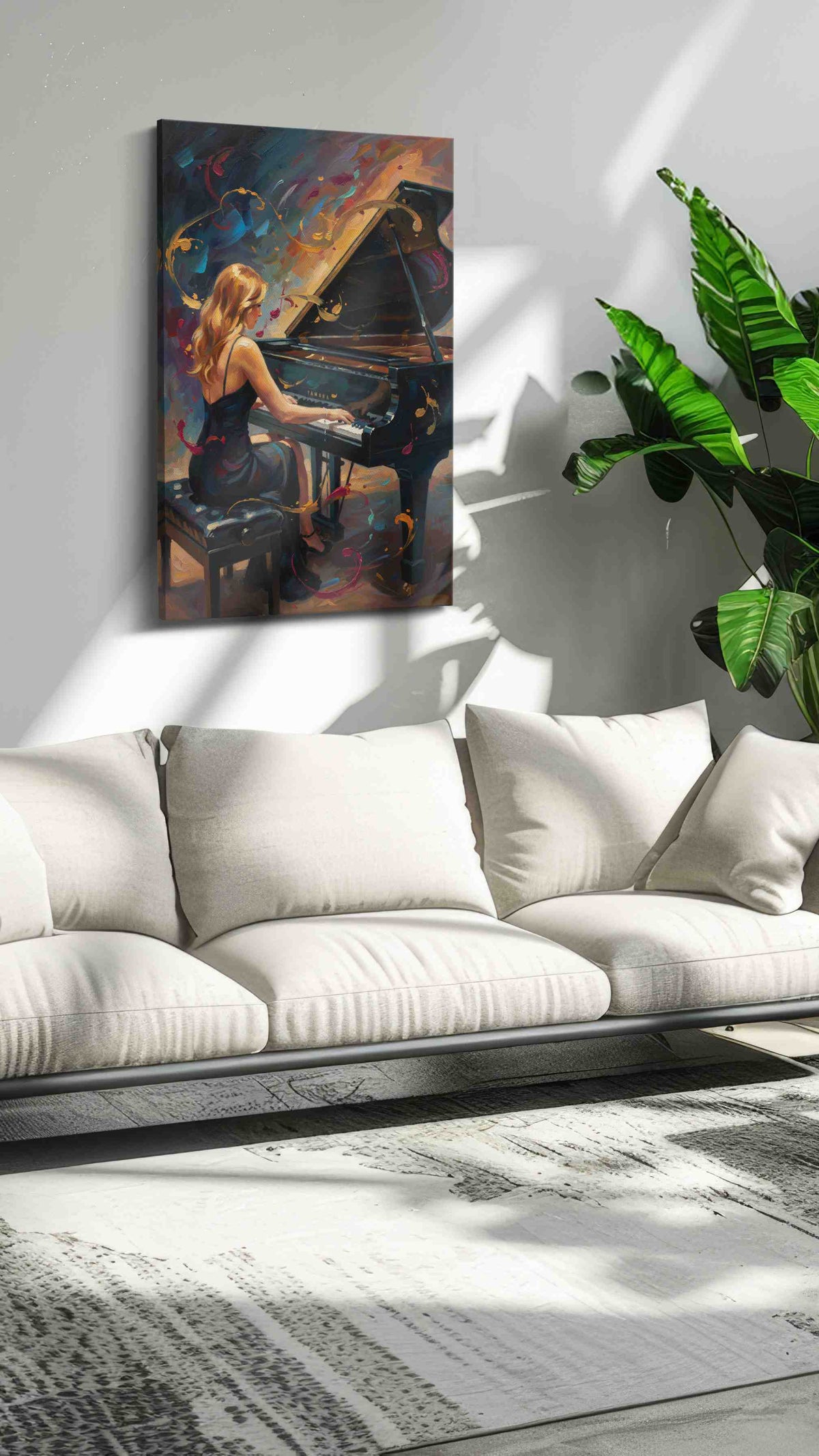Melodic Whirlwind music canvas print, on wall, lifestyle preview