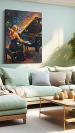 Melodic Whirlwind music canvas print, hanging on wall