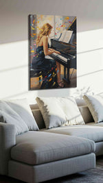 Melodic Whirlwind II music canvas print, displayed in a living room