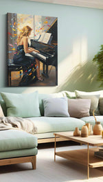 Melodic Whirlwind II music canvas print, hanging on wall