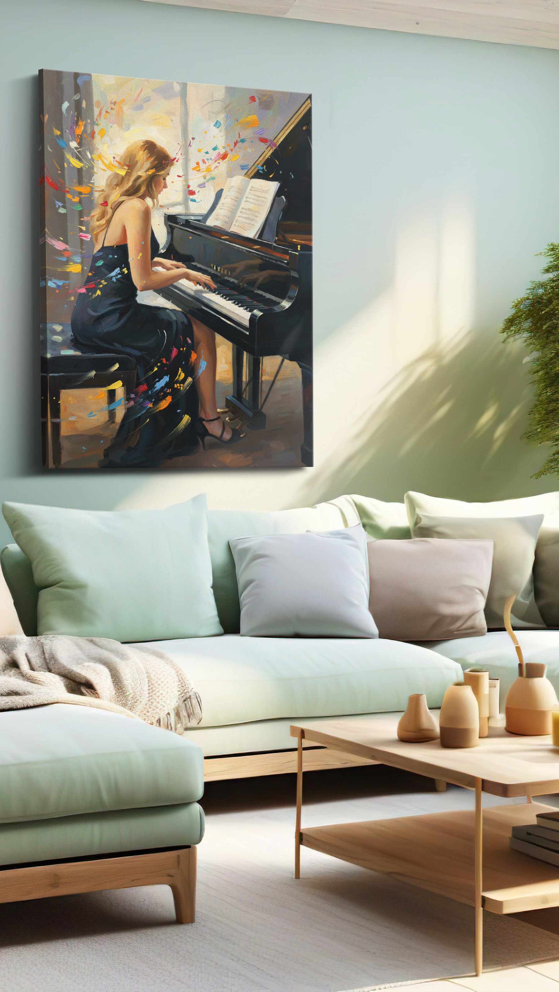 Melodic Whirlwind II music canvas print, hanging on wall