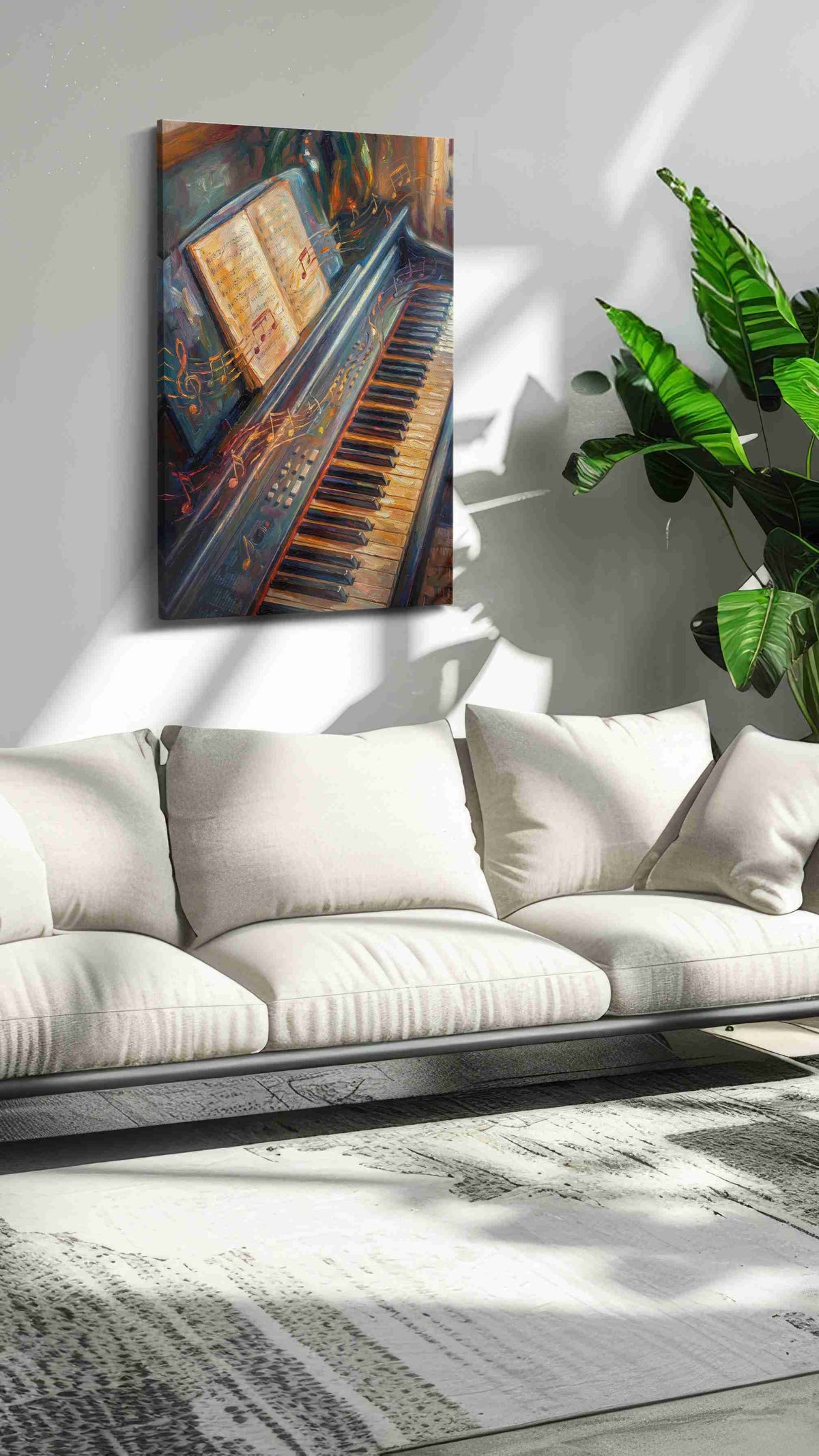 Melodies in Color music canvas print in a modern interior mockup