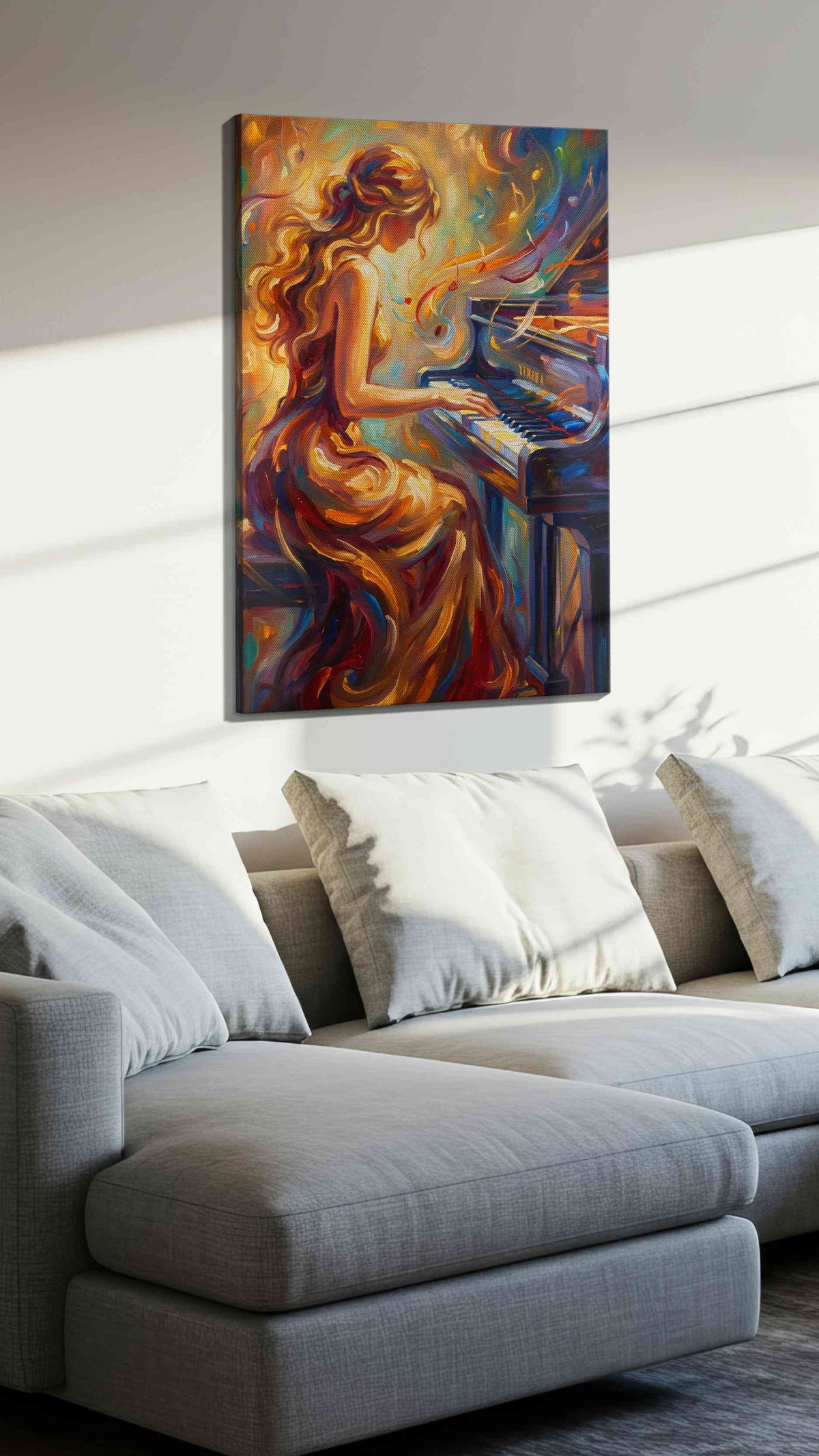 Melodies of Fire and Grace music canvas print, displayed in a living room