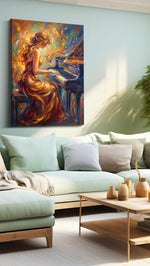 Melodies of Fire and Grace music canvas print shown in a wall scene