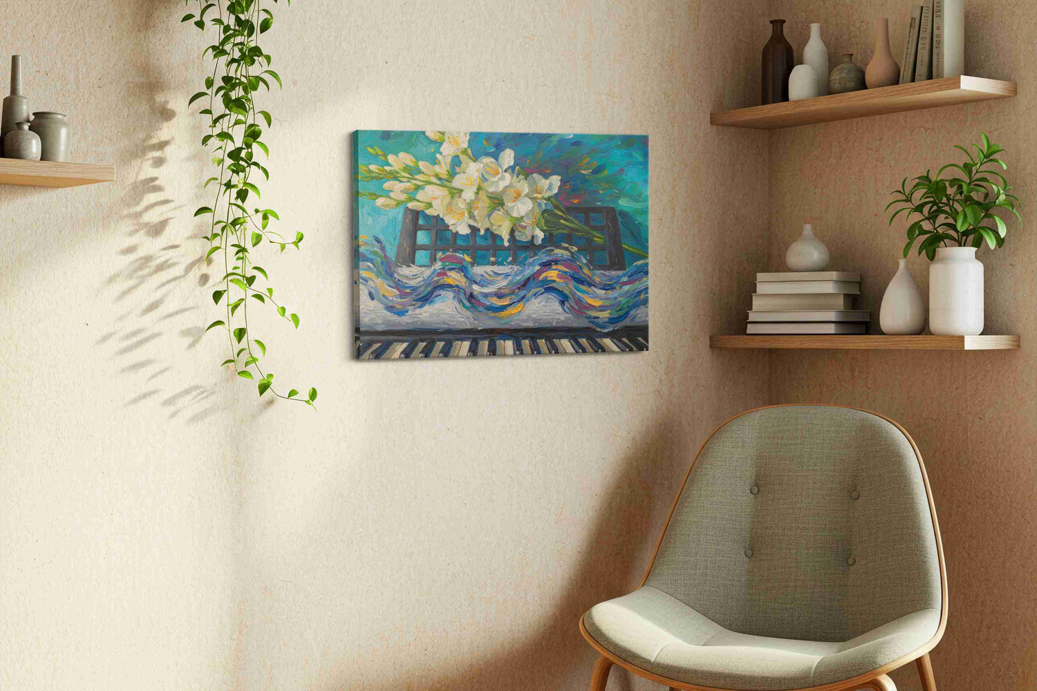 Melody in Bloom – music canvas wall art, gallery-wrapped, ready to hang