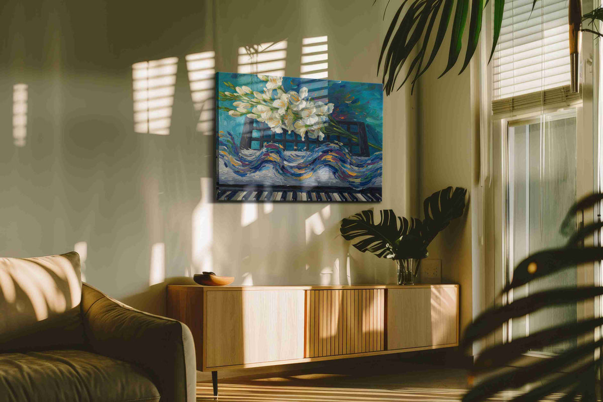 Melody in Bloom music canvas print in a contemporary interior mockup