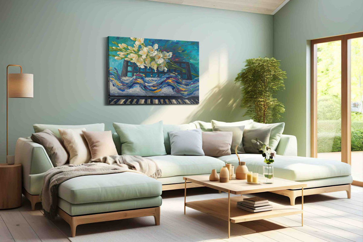 Melody in Bloom music canvas print, hanging on wall