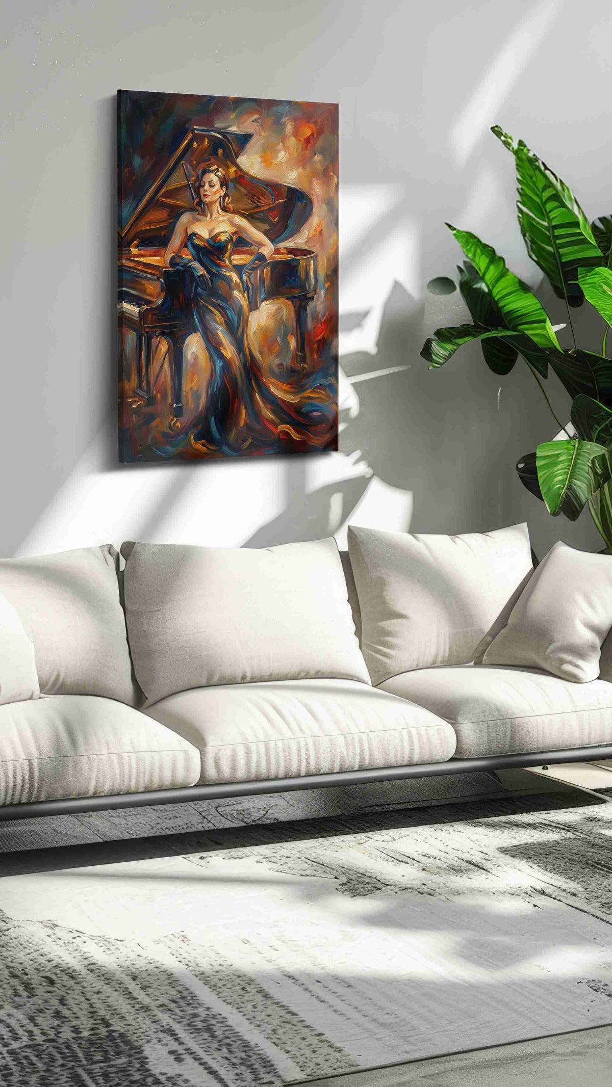 Melody of Fire and Elegance music canvas print in a hung canvas mockup