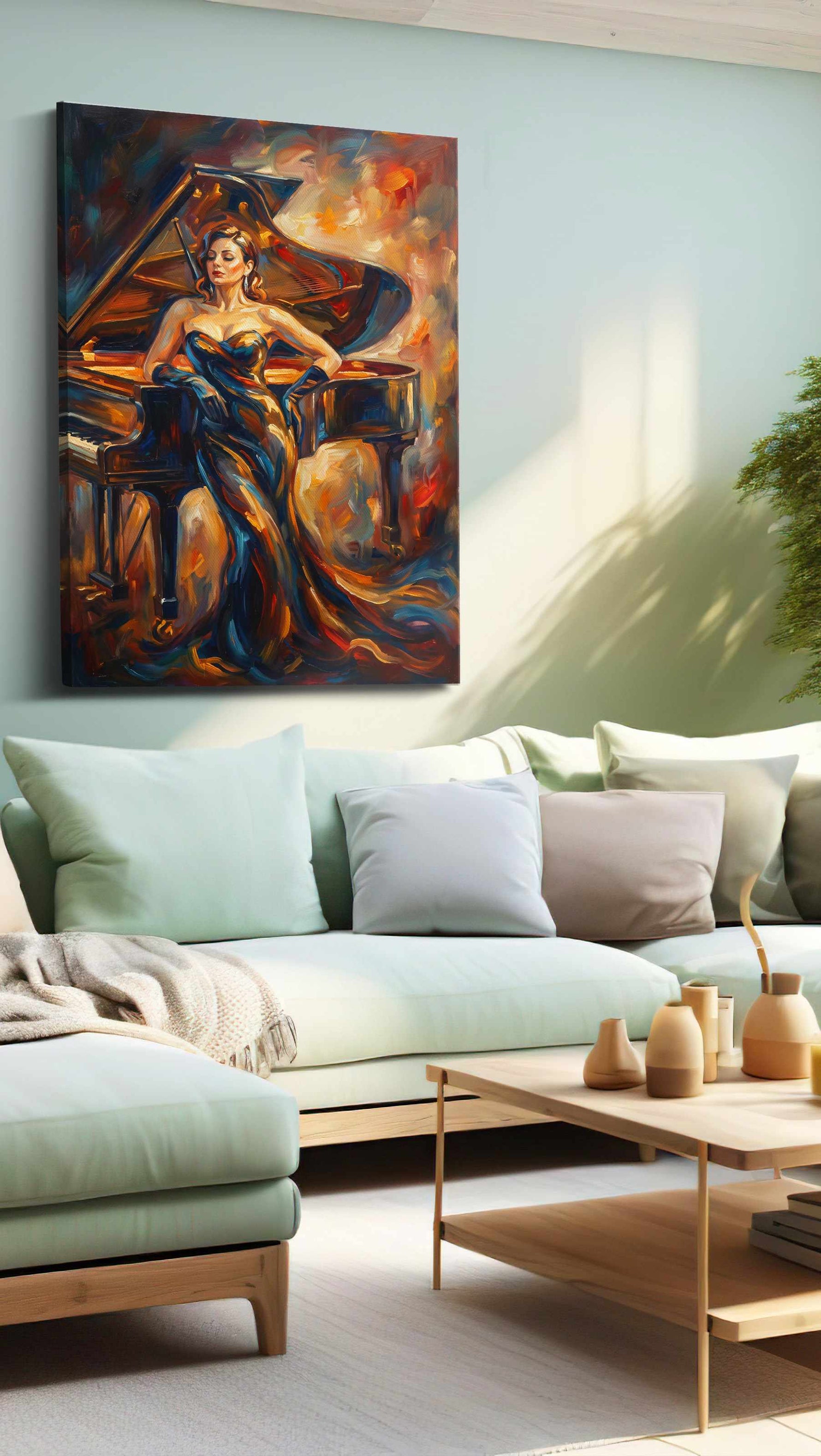 Melody of Fire and Elegance music canvas print, hanging on wall