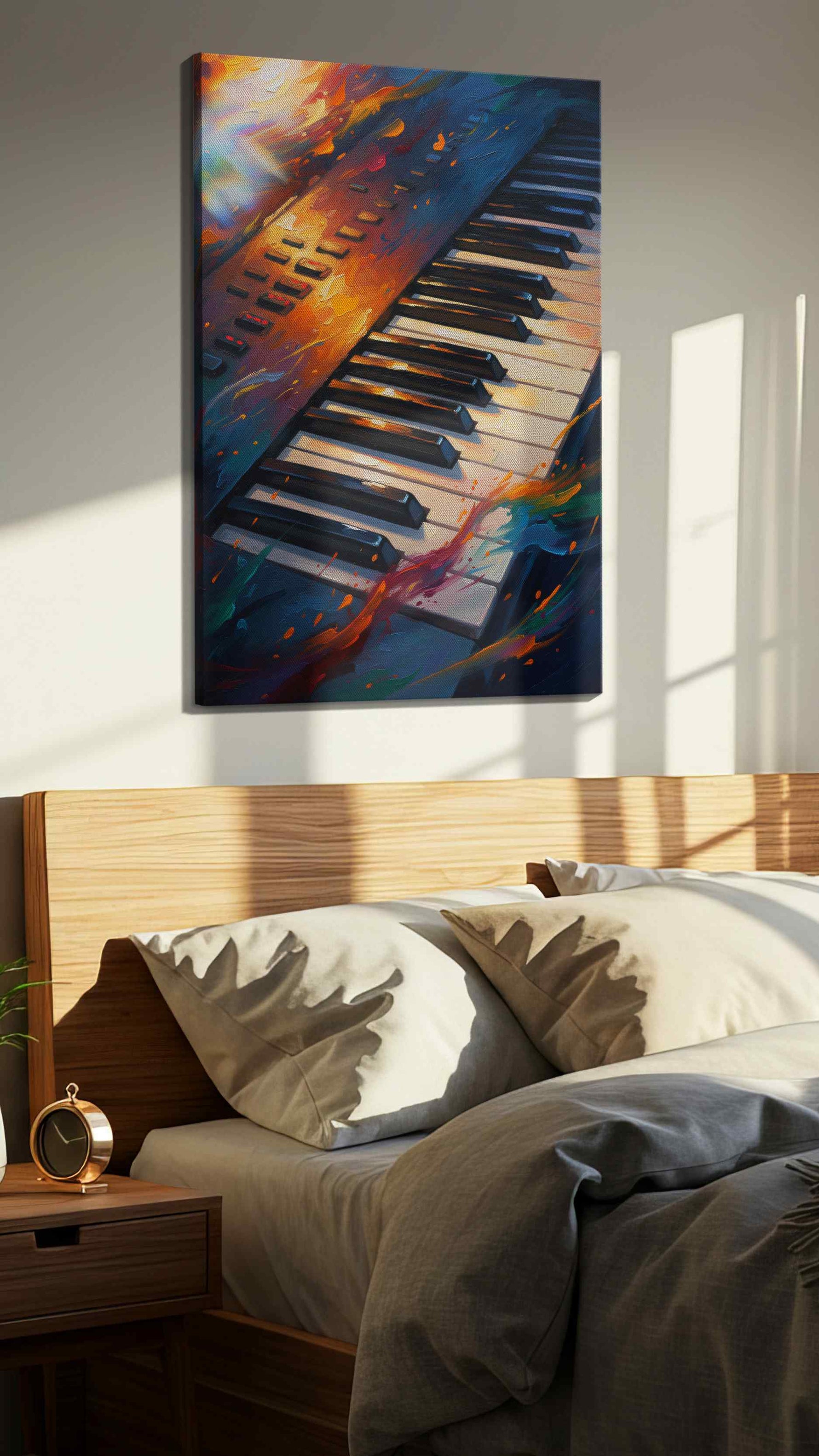 Melody of Flames music canvas print, displayed in a bedroom