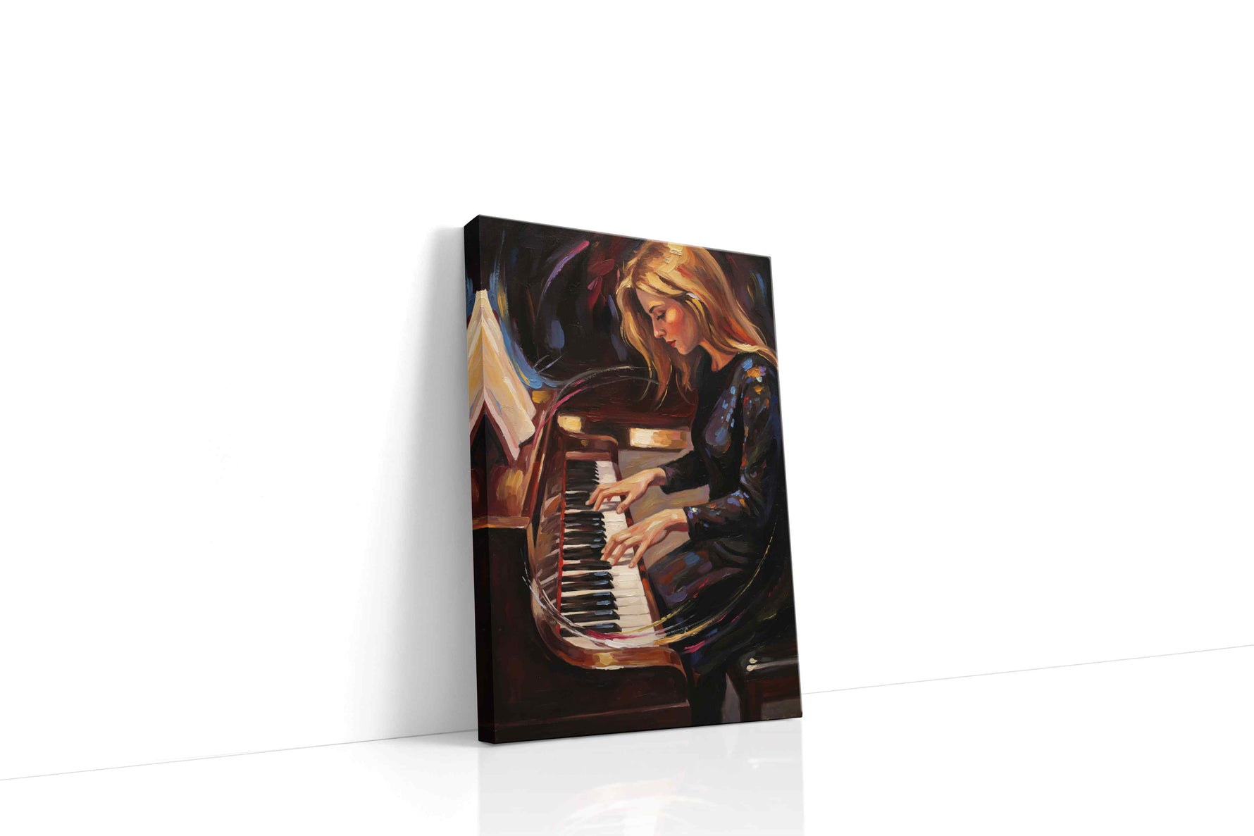 Melody of Midnight Reflections music canvas print gallery-wrapped portrait canvas studio shot