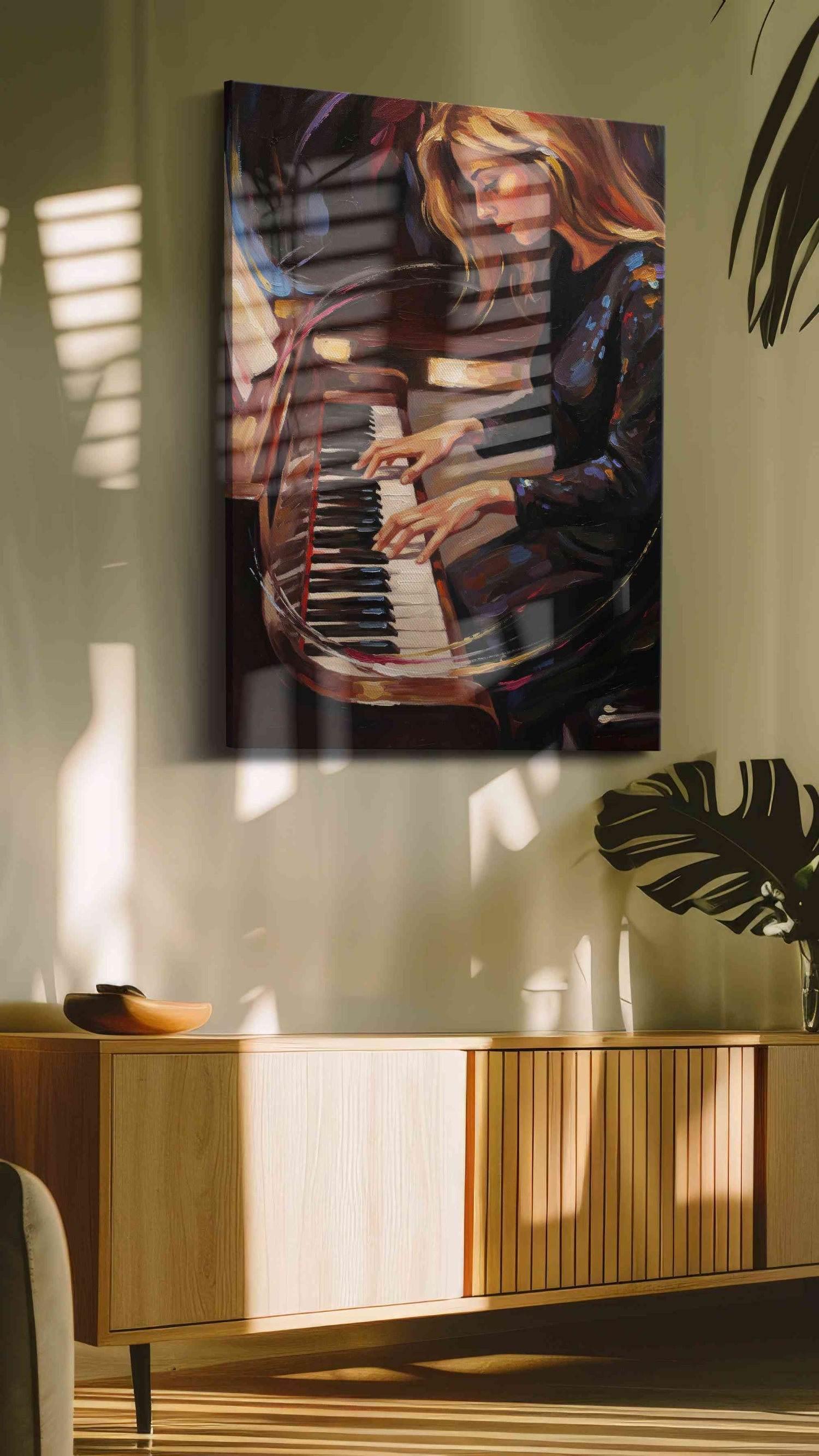 Melody of Midnight Reflections – music canvas wall art, gallery-wrapped, ready to hang