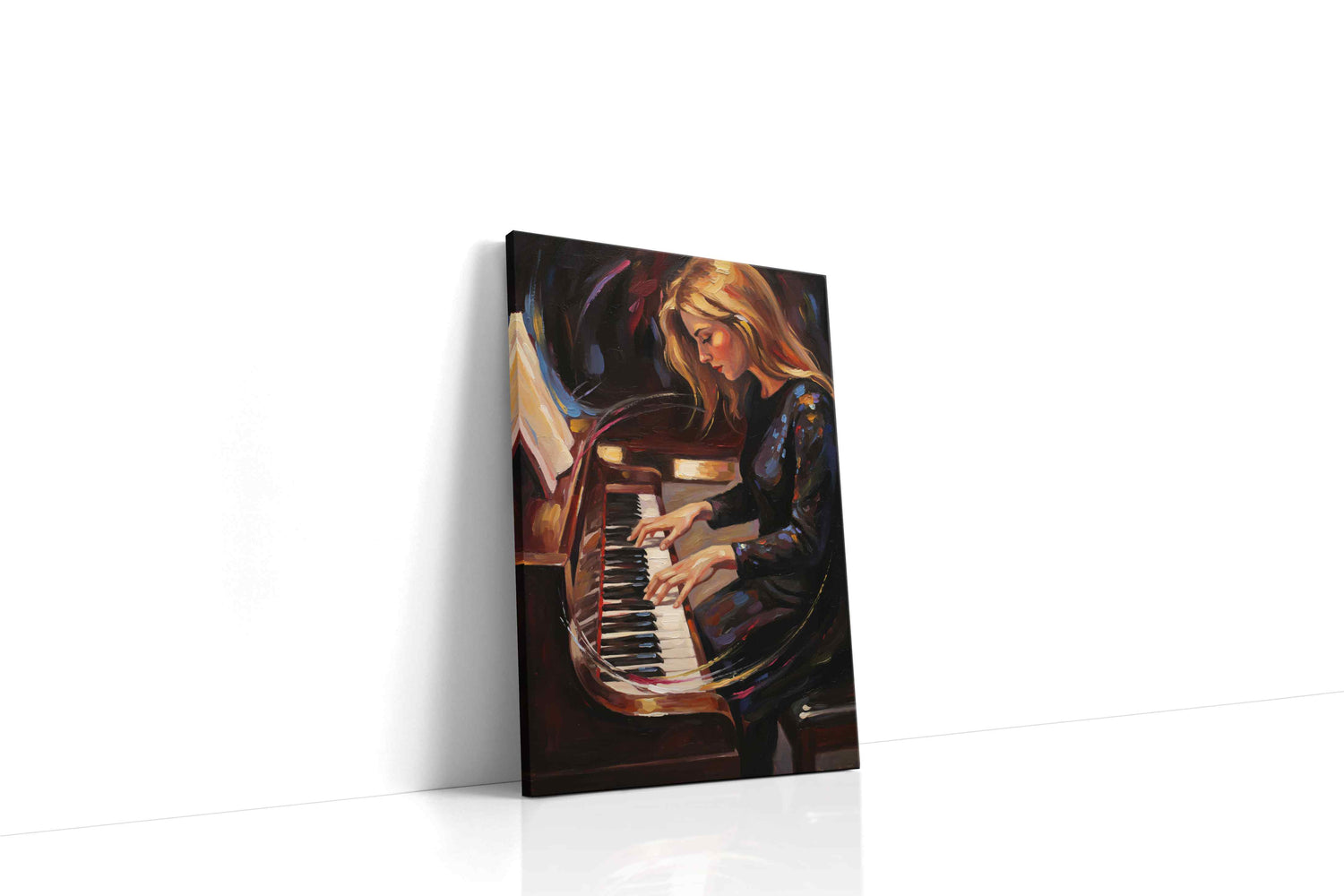 Melody of Midnight Reflections music canvas print, gallery-wrapped, ready to hang