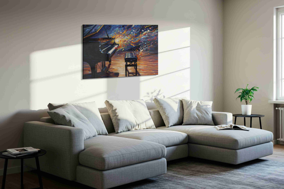 Melody of the Night music canvas print, displayed in a living room