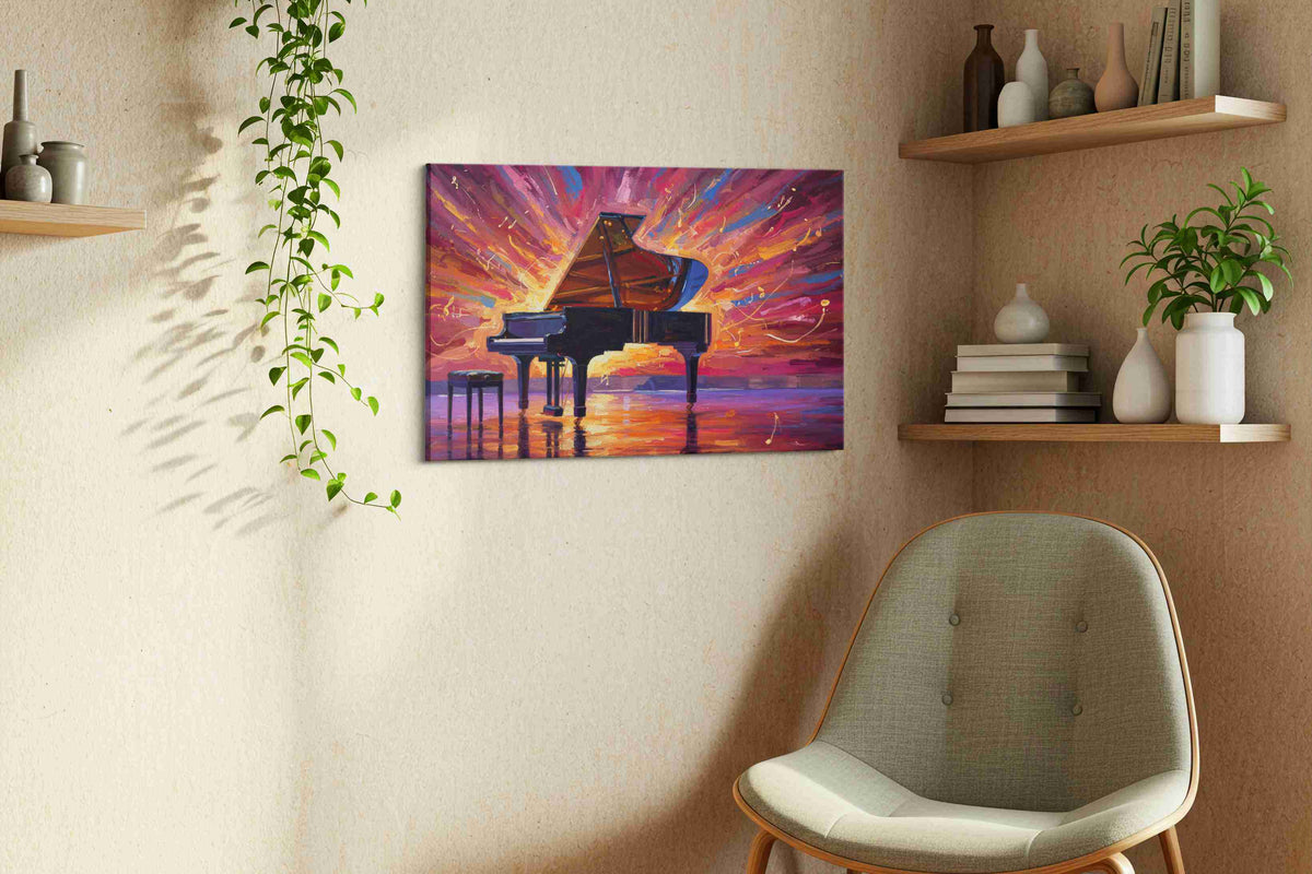 Symphony in Color music canvas print, displayed in a living room