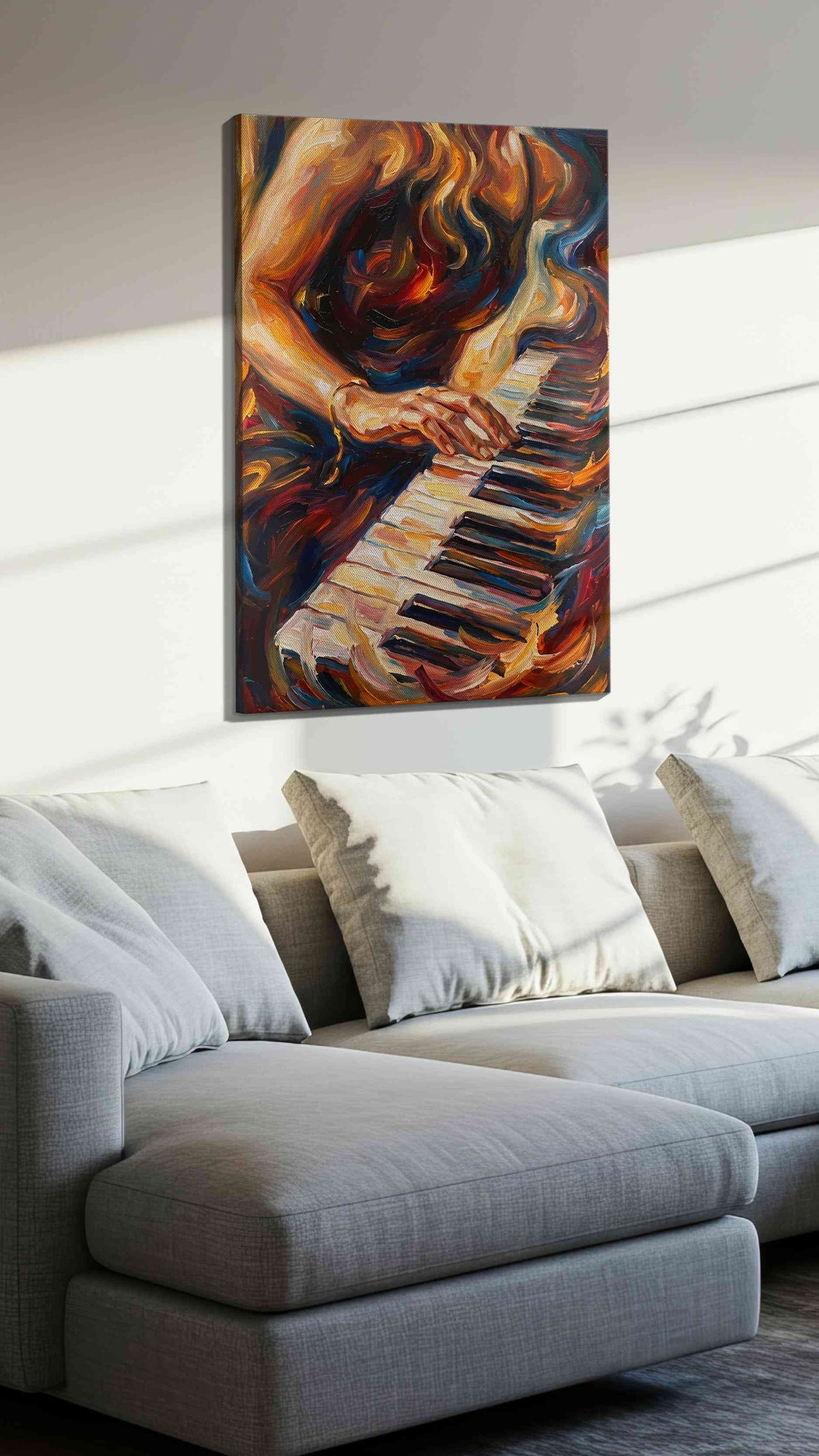 Symphony in Motion music canvas print, displayed in a living room