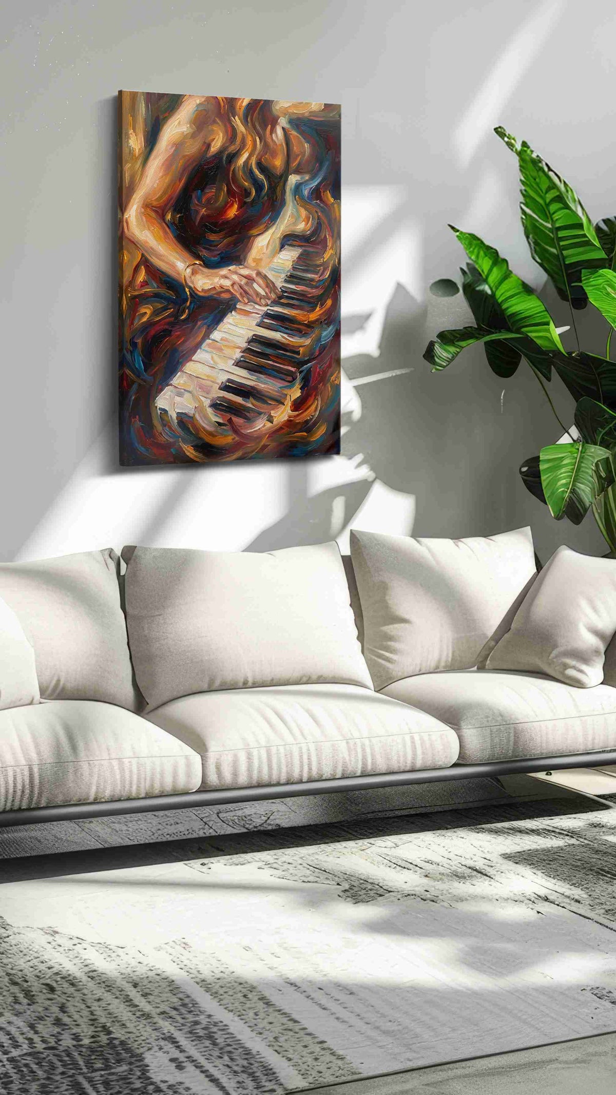Symphony in Motion music canvas print in a modern interior mockup
