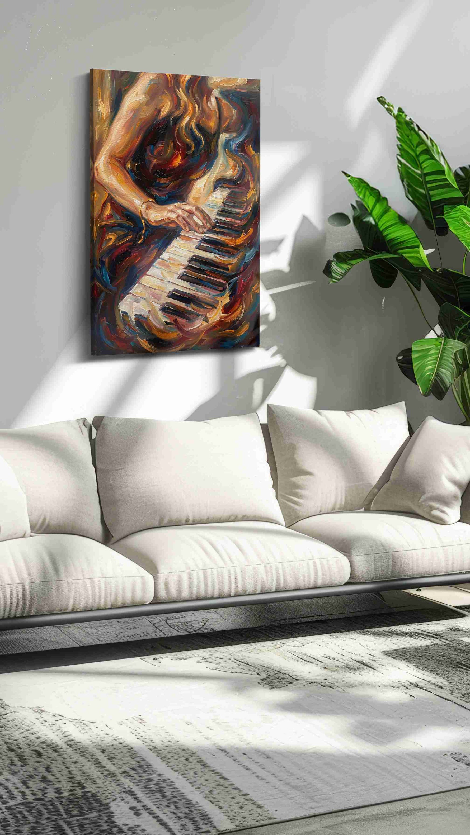 Symphony in Motion music canvas print in a modern interior mockup