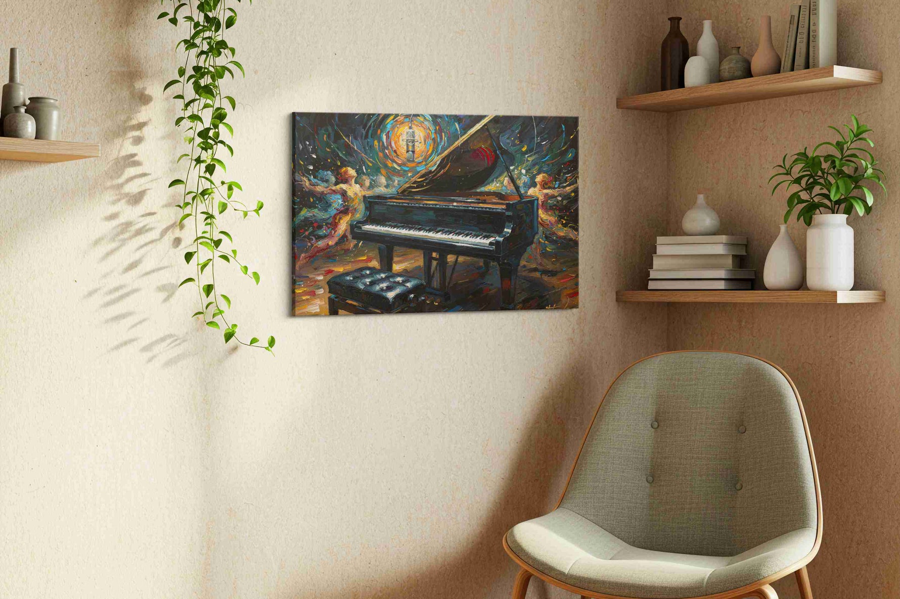 Symphony of Colors Unleashed music canvas print, hanging on wall — view 2
