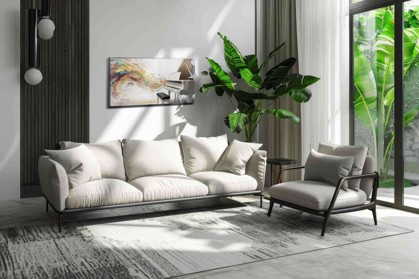 Symphony of Colors V music canvas print in a modern interior mockup