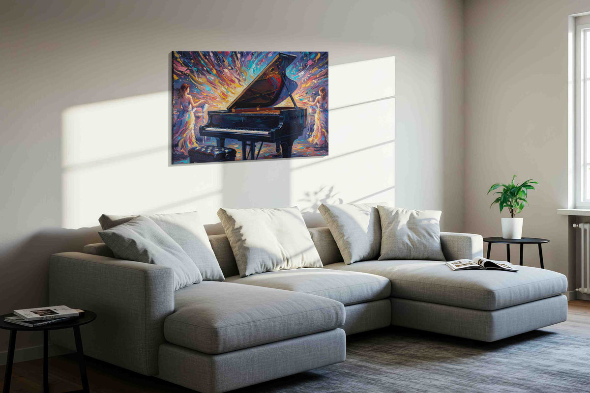 Symphony of Colors VII music canvas print in a living room scene