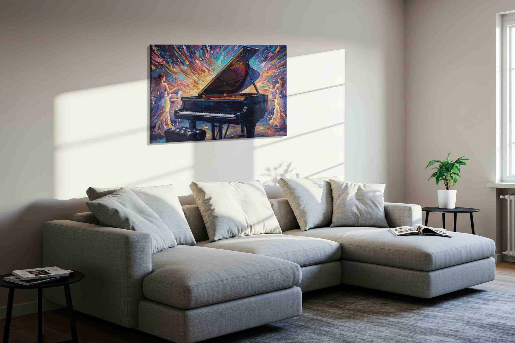 Symphony of Colors VII music canvas print in a living room scene