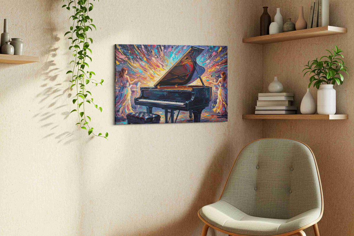Symphony of Colors VII music canvas print, displayed in a living room