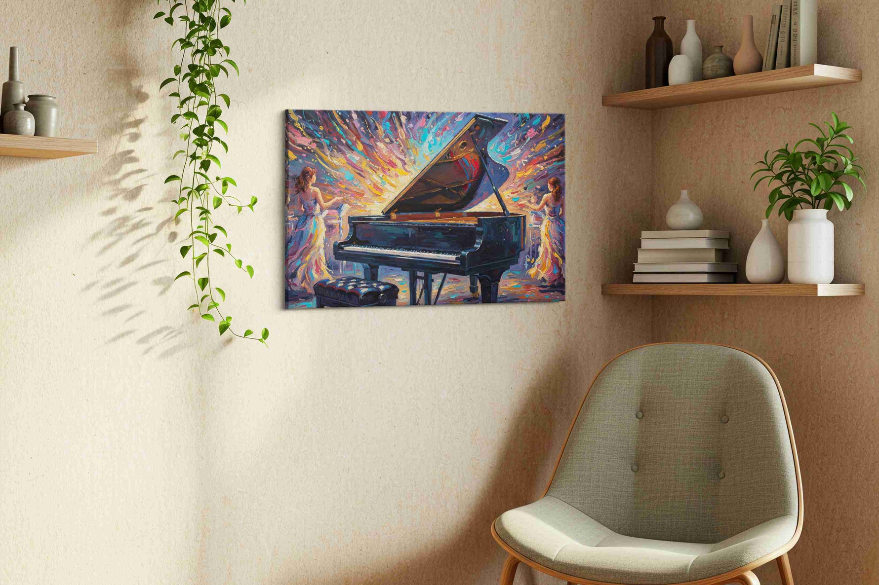 Symphony of Colors VII music canvas print, displayed in a living room