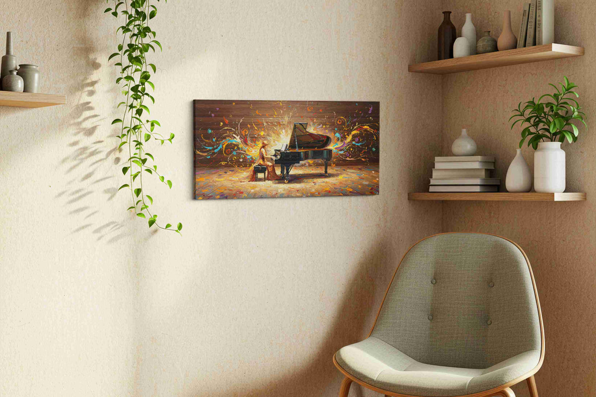 Symphony of Colors VIII music canvas print, displayed in a living room