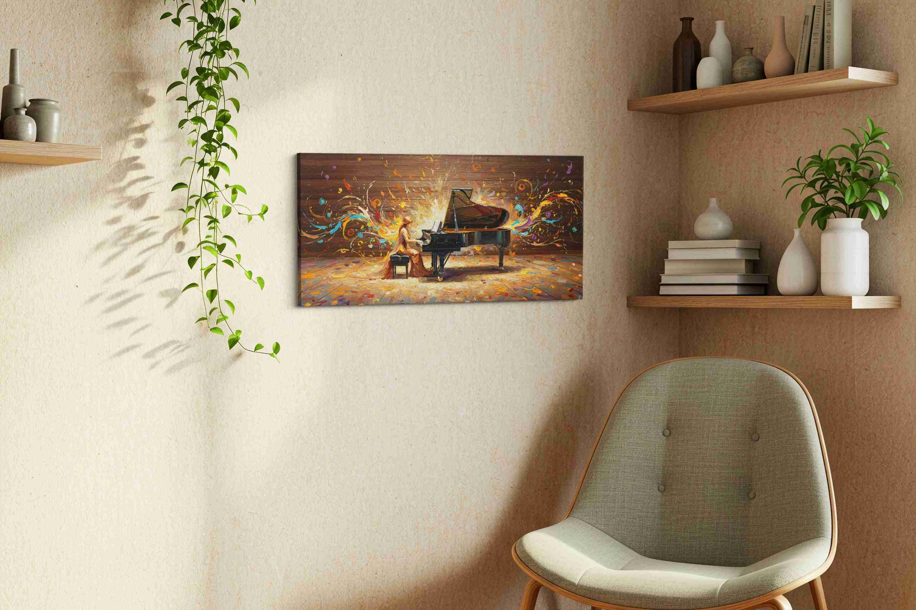 Symphony of Colors VIII music canvas print, displayed in a living room