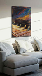 Symphony of Light music canvas print, displayed in a living room