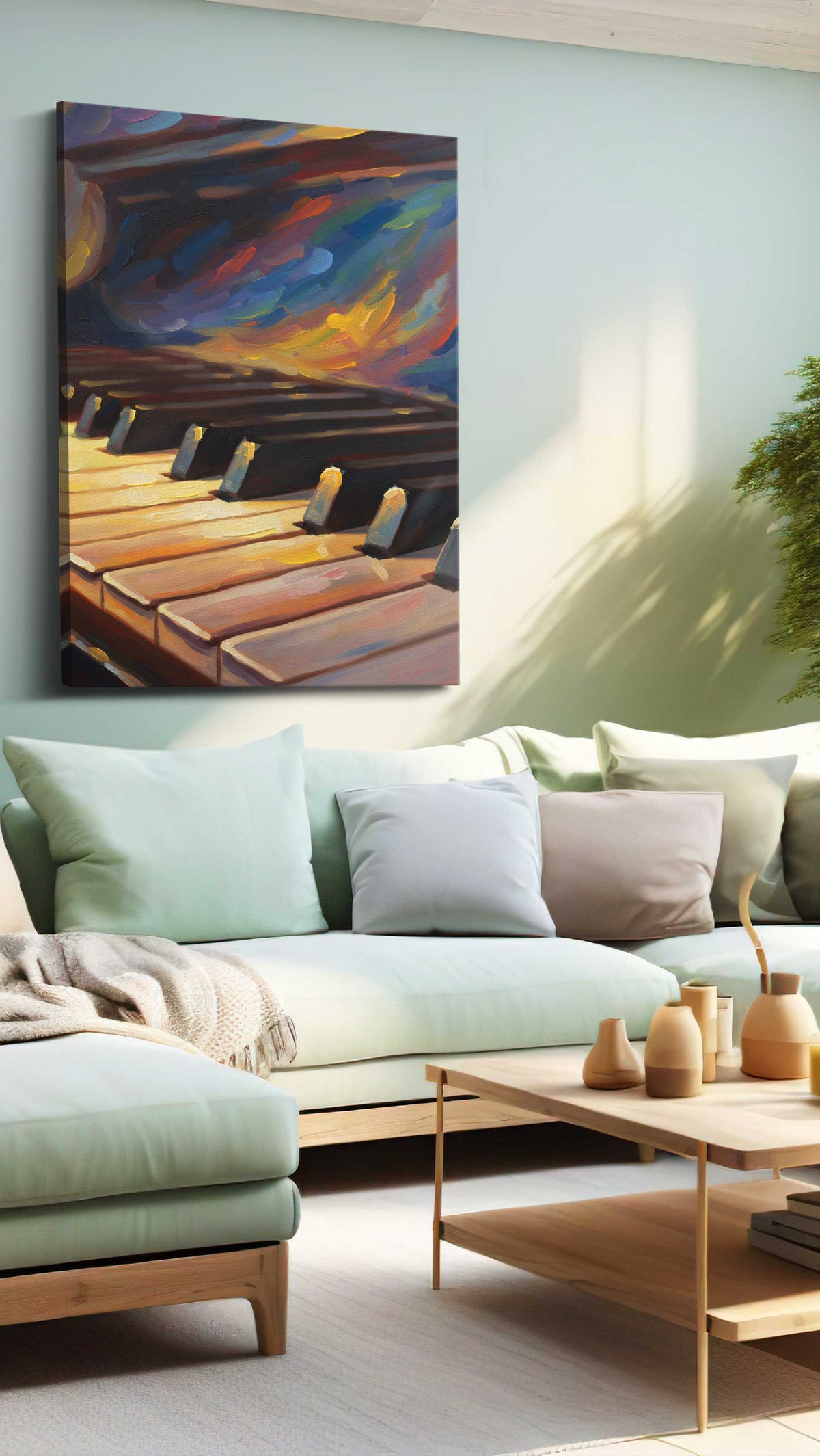 Symphony of Light music canvas print, hanging on wall