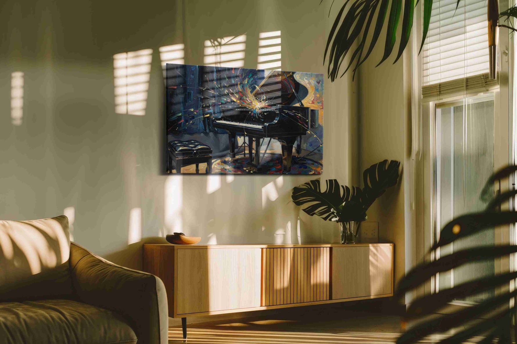 Symphony of Stardust music canvas print in a contemporary interior mockup
