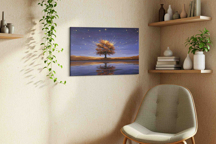 Celestial Reflection landscape canvas print in a living room scene