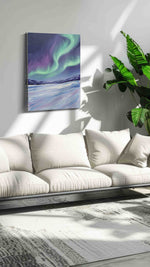 Celestial Symphony of Light landscape canvas print in a hung canvas mockup