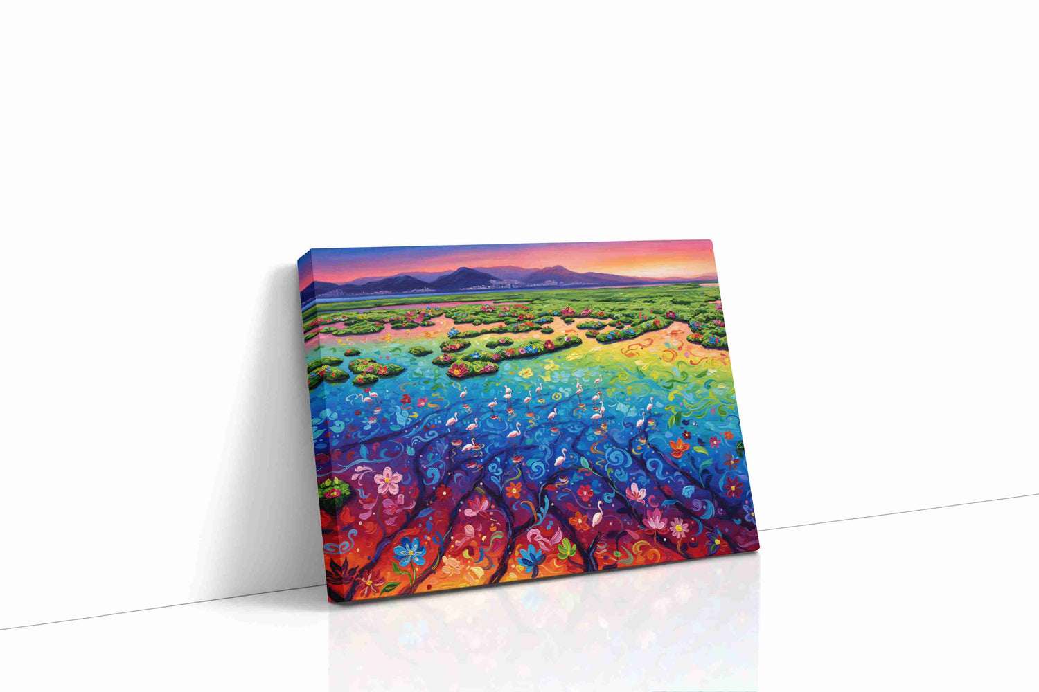 Elysian Bloomscape birds canvas print, gallery-wrapped, ready to hang