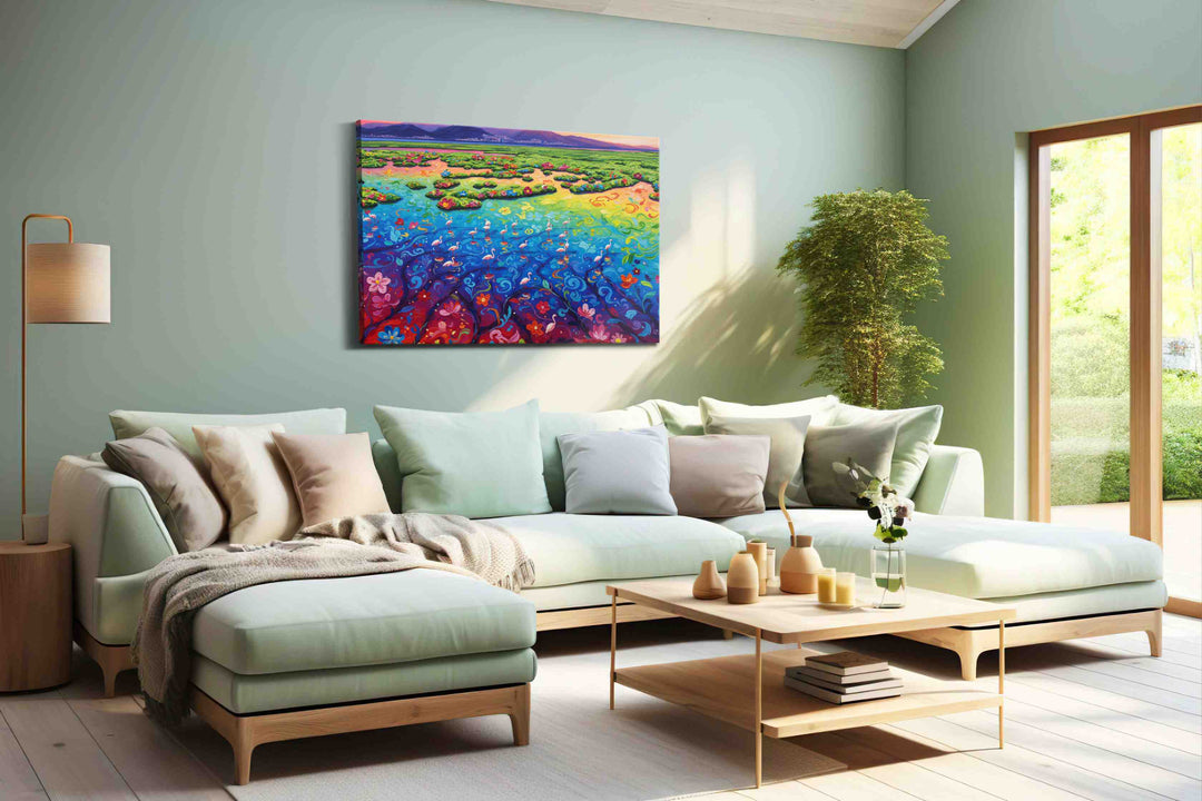 Elysian Bloomscape – birds canvas wall art, gallery-wrapped, ready to hang